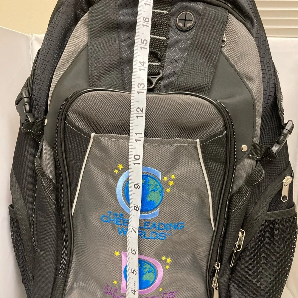 The Cheerleading Cheer Dance Worlds Girls Black Backpack 21” X 14” NWOT